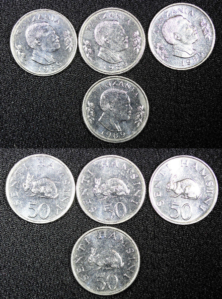 Tanzania 1989 50 Senti Rabbit UNC/BU KM# 26 RANDOM PICK (1 Coin) (22 175)
