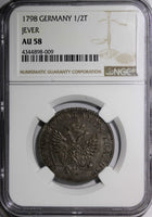 GERMANY JEVER  RUSSIA 1798 1/2 TALER TOP GRADED BY NGC AU58 KM109 SCARCE (009)