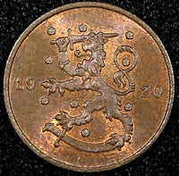 FINLAND Copper 1920 1 Penni UNC KM# 23 (23 996)
