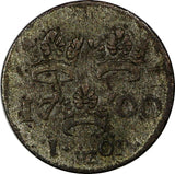 Sweden Carl XII (1697-1718) Silver 1700 1 Ore Mintage-418,000  KM# 250a