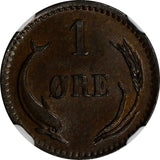 Denmark Christian IX (1862-1906) Bronze 1880 CS 1 Ore NGC MS63 BN KM# 792.1