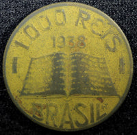 BRAZIL José de Anchieta Aluminum-Bronze 1938 1000 Reis KM# 541 (23 055)