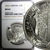 Great Britain George V Silver 1922 1/2 Crown NGC MS62 32.3 mm KM# 818.1a (9)