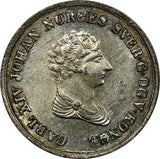 NORWAY Carl XIV Silver 1842 4 Skilling Mintage-750,000 UNC.Toning SCARCE KM#311