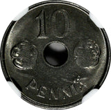 Finland Iron 1944 10 Penniä NGC MS63 WWII Issue KM# 34.1 (009)