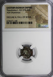 EASTERN ROMAN Theodosius I , AD 379-395 AE4 NUMMUS / WREATH NGC  (140)