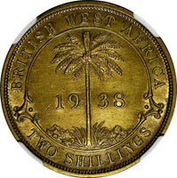 British West Africa George VI 1938-H 2 Shillings NGC UNC DETAILS KM# 24 (012)