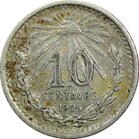 Mexico ESTADOS UNIDOS MEXICANOS Silver 1905 M 10 Centavos KM# 428 (22 399)