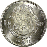 Sweden Gustaf V Silver 1942 G 1 Krona UNC Light Toned 25mm KM# 814 (22 113)