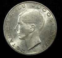 Yugoslavia Petar II Silver 1938 20 Dinara 1 Year Type KM# 23 (22 599)