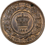 CANADA New Brunswick Victoria Bronze 1864 1 Cent 25 mm KM# 6 (21 089)