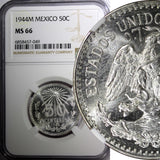 Mexico ESTADOS UNIDOS Silver 1944 M 50 Centavos NGC MS66 GEM BU KM# 447 (049)