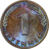 Germany - Federal Republic 1969 F 1 Pfennig aUNC Rainbow Toned KM# 105 (21 450)