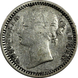 India-British Victoria Silver 1840 1/4 Rupee KM# 454.2 (19 331)