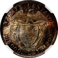 Colombia Simon Bolivar Silver 1941 20 Centavos NGC UNC DETAILS TONED KM# 197(18)