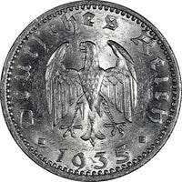 Germany - Third Reich Aluminum 1935 A 50 Reichspfennig UNC KM# 87 (181)