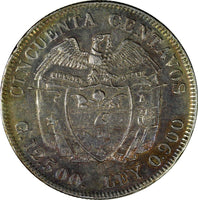 Colombia Silver 1923 50 Centavos Birmingham / Bogotá Mint  XF KM# 193.1 (17 328)