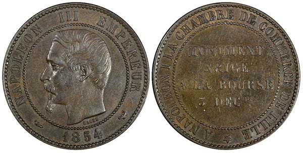 France Napoleon III Bronze 1854 (W) 10 Centimes Struck at Paris KM# M25 (678)
