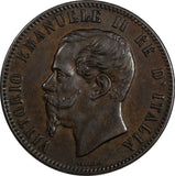 Italy Vittorio Emanuele II Copper 1863 10 Centesimi Paris Mint XF KM# 11.2 (327)