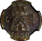 Peru Carlos IV Silver 1800 L 1/4 Real Castle NGC XF DETAILS SCARCE KM# 102.2