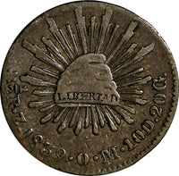 Mexico FIRST REPUBLIC Silver 1839 Z OM 1/2 Real Zacatecas KM# 370.11