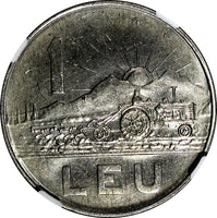 Romania 1966 1 Leu Bucharest Mint NGC MS65 GEM BU KM# 95 (021)