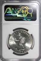 SWEDEN Silver 1962 U 5 Kronor NGC MS64 80th Birthday of Gustaf VI KM# 838 (017)