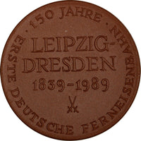 GERMANY Porcelain Medal 1989.150 YEARS DRESDEN - LEIPZIG TRAIN RAILWAY (18 256)