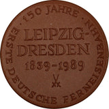 GERMANY Porcelain Medal 1989.150 YEARS DRESDEN - LEIPZIG TRAIN RAILWAY (18 256)