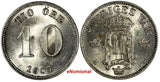 Sweden Oscar II Silver 1907 EB 10 Ore 1 Year Type UNC KM# 774 (15 699)