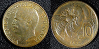 ITALY Vittorio Emanuele III Bronze 1922 R 10 Centesimi UNC KM# 60 (23 881)