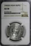 India-British George VI Silver 1940 (B) Rupee NGC AU58 Mint Luster KM# 556 (005)