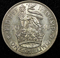 Great Britain George VI Silver 1940 1 Shilling aUNC  KM# 853 (22 929)