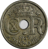 Denmark Christian X 1932 25 Øre Mintage-846,000 VF Condition KM# 823.2 (17 496)