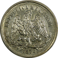 MEXICO Silver 1872 Mo M 25 Centavos Mexico Mint -220,000 aUNC KM#406.7 (19 084)