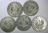 Greece Nickel LOT OF 5 COINS 1930 5 Drachmai  BRUSSELS,LONDON KM# 71.1;KM# 71.2