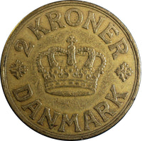 Denmark Christian X 1936 N; GJ  2 Kroner 31mm Low Mintage-400,000 KM# 825.2