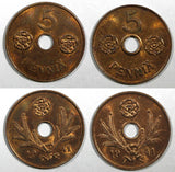 FINLAND 1941 5 Pennia RED GEM BU WWII  RANDOM PICK (1 Coin) KM#64.1 (24 179)