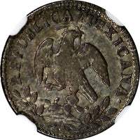 Mexico Silver 1861 C PV 1/2 Real NGC AU55 Culiacan Mint SCARCE KM# 370.2