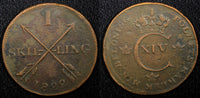 SWEDEN Carl XIV Johan Copper 1822 1 Skilling Mintage-520,000 KM# 597 (554)