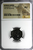 Roman Empire Constantine I AD 307-337 AE3 BI Nummus CAMP GATE NGC AU (036)