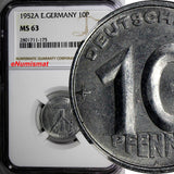 German-Democratic Republic (DDR) 1952 A 10 Pfennig NGC MS63 BU  KM# 7  (175)