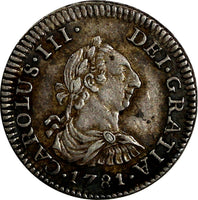 Mexico SPANISH COLONY Charles III Silver 1781 Mo FF 1/2 Real KM# 69.2