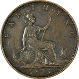 Great Britain Victoria Bronze 1873 Farthing  LAST YEAR TYPE KM# 747.2 (21 136)