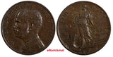 Italy Vittorio Emanuele III Bronze 1918 R 5 Centesimi Last Year aUNC KM# 42 (21)