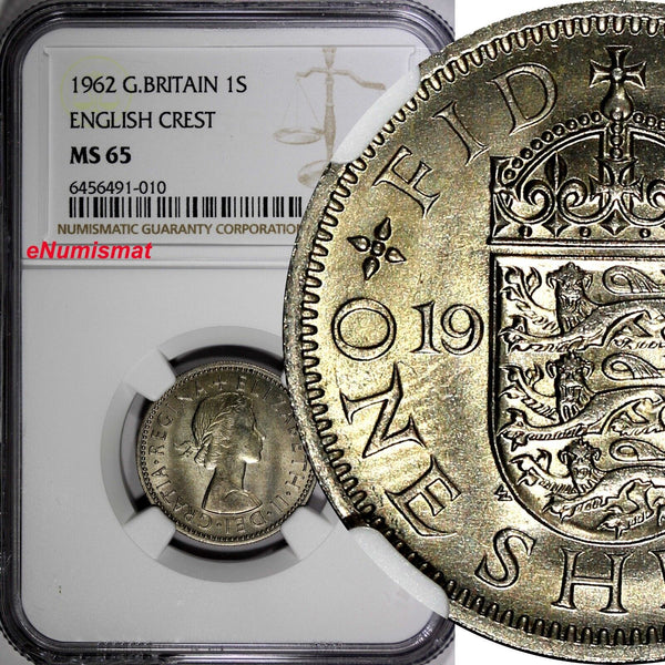 GREAT BRITAIN 1962 1 Shilling English Crest NGC MS65 TOP GRADED KM# 904 (010)