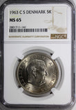 Denmark Frederik IX 1963 CS 5 Kroner NGC MS65  KEY DATE Low Mintage KM# 853.1(1)