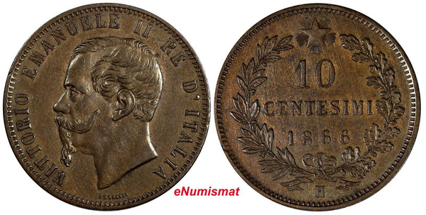 Italy Vittorio Emanuele II Copper 1866 H 10 Centesimi Birmingham KM# 11.3 (329)