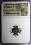 EASTERN ROMAN Theodosius I,AD 379-395 AE4 NUMMUS/Christian VICTORY ANGEL NGC(87)