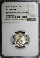 Russia Elizabeth Silver 1742 Grivennik 10 Kopecks NGC XF DETAILS SCARCE C# 16(1)